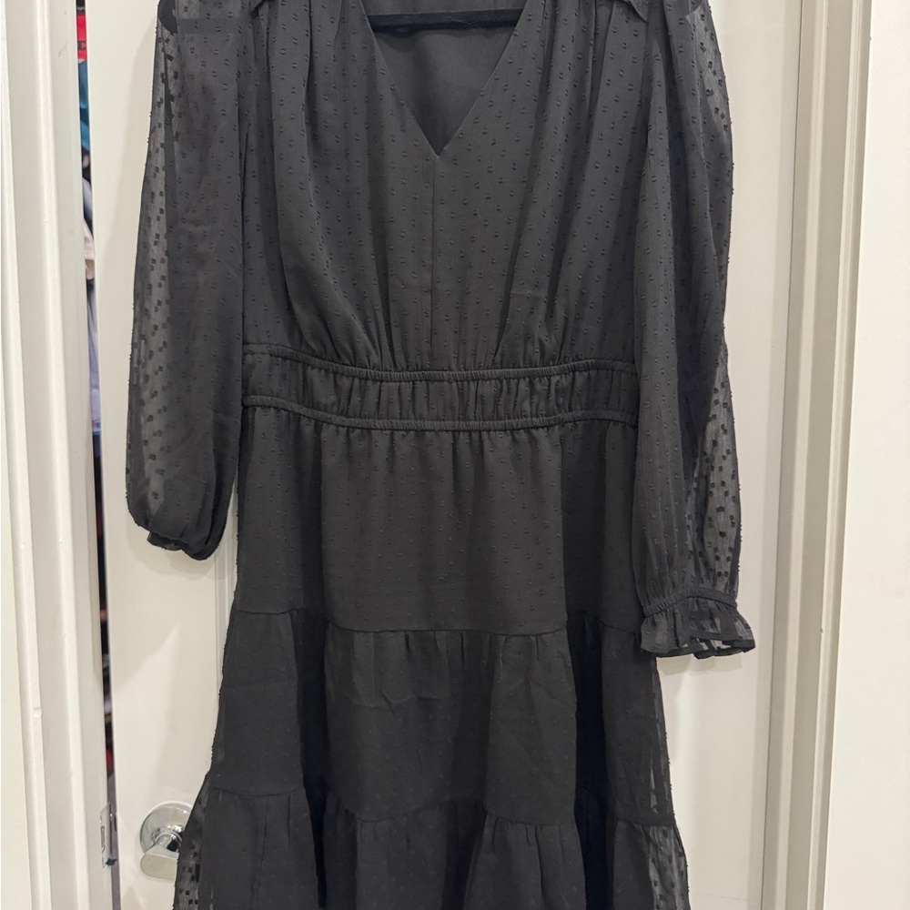 LOFT Black Dress with Polka Dot Detail